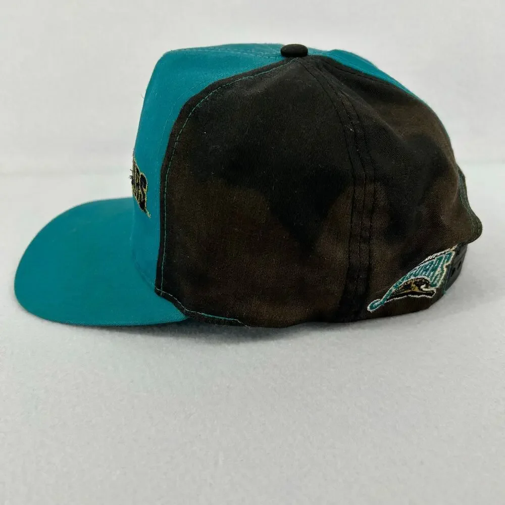90s Jacksonville Jaguars Banned Logo Eastport Tri Panel Wrap Around SnapBack hat